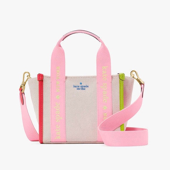 Kate Spade Kip Canvas Mini Tote Preppy Chic Dream Barbiecore resortwear coastal - Picture 2 of 14